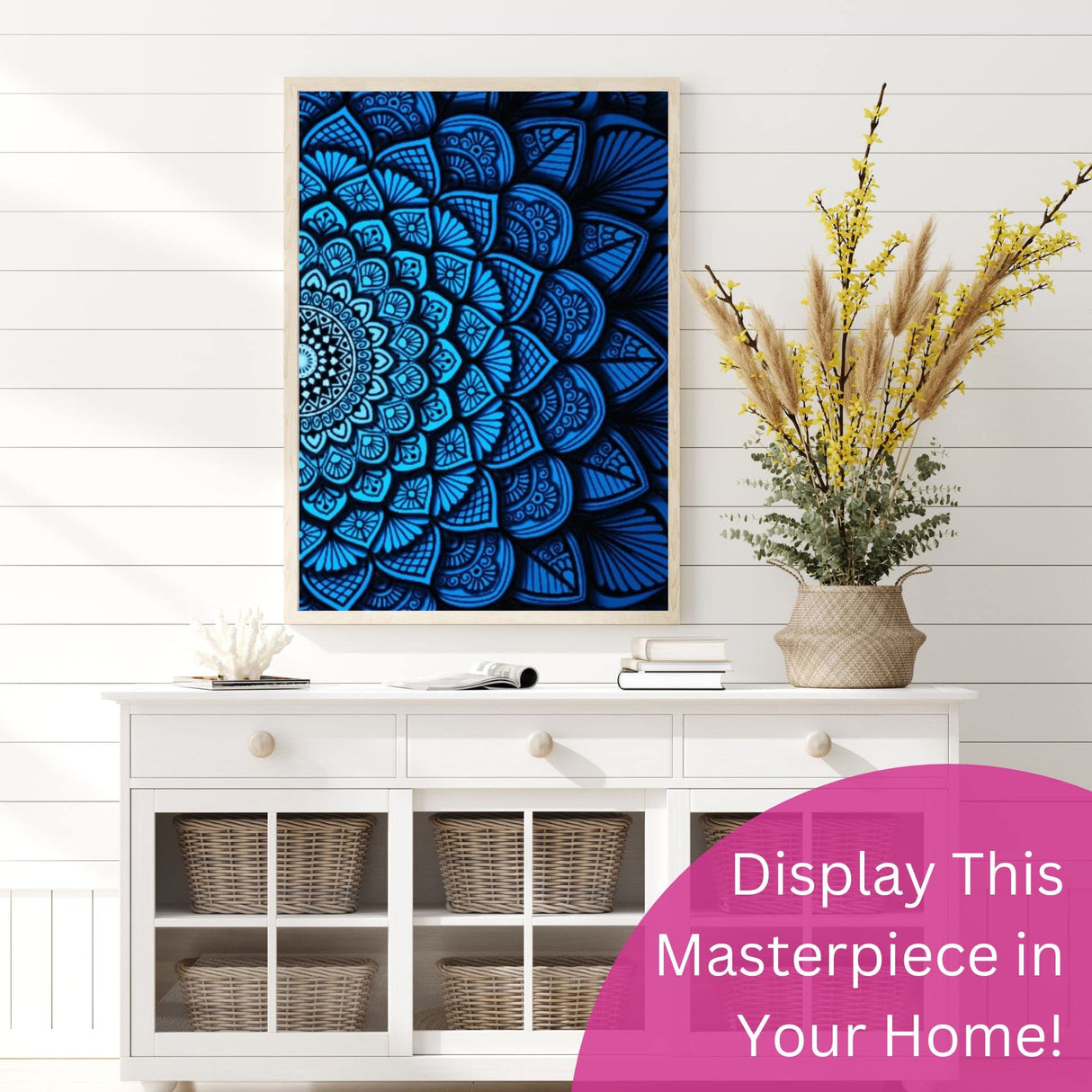 Modern Merch Mandala Diamond Art Kits for Adults, Blue and Black Pattern 5D Diamond Painting for Adults, DIY Mandala Wall Art, Cross Stitch Pattern Gem Art, Full Round Drill 12x16 Modern Merch