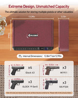 BILLCONCH Smart Gun Safe with Security Cable - Biometric Gun Safe for Handgun 4 Ways Quick Access with Fingerprint/Keypad/Key/APP Lock for Bedside Home Car with LCD/Voice Guide - Burgundy Red BILLCONCH