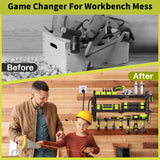 BCJJ Power Tool Organizer Wall Mount with Charging Station, Heavy Duty Steel, 3 Shelves, Black, 26.37 x 7.87 x 14.14 inches, Garage, Workshop, Shed, Tool Room BCJJ