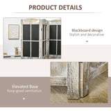 HOMCOM 4 Panel Room Divider, 5.6' Tall Farmhouse Style Folding Indoor Portable Wood Privacy Screen with Black Boards, Hinged Freestanding Partition Wall Dividers for Home Office, Natural HOMCOM