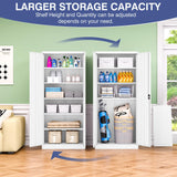 LISSIMO Metal Storage Cabinet with Lock,Lockable Garage Cabinet with 2 Doors and 5 Adjustable Shelves,Tall Steel Cabinets for Garage,Workshop,Gym,School LISSIMO