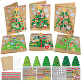 Justforjoyful 24 Sets Christmas Card Making Craft Kit for Kids 3D Christmas Tree Cards Crafts DIY Handmade Greeting Card Holiday Xmas Art and Crafts Supplies for Christmas Home Classroom Activities Justforjoyful