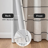 MYSKY HOME 100% Blackout Plaid Farmhouse Linen Curtains 84 Inch Long for Living Room Double Layer Windowpane Drapes Thermal Insulated Privacy Protection Rod Pocket Back Tab, 52" W, Black, 1 Panel MYSKY HOME