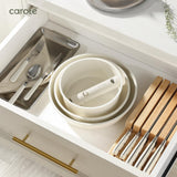 CAROTE 23pcs Pots and Pans Set Non Stick, Cookware Sets, Kitchen Set, Oven/Dishwasher/Fridge Safe, Space Saving Pots Set, Nonstick Set with Versatile Detachable Handle, Induction RV Set, Cream CAROTE