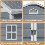 Gizoon 6x4 FT Outdoor Storage Shed with Floor, Resin Garden Tool Shed with Lockable Doors, Window, Vents, Reinforced Steel Frame, Waterproof Plastic Storage Sheds for Backyard, Patio, Lawn Gizoon