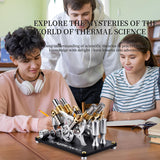 4-Cylinder Hot Air Stirling Engine Model Kit with Generator,Ready-to-Start Full Metal Kit,Stainless Steel Heating Tube & Copper Head,Precision CNC Parts,for Physics Demo & Engineering Collection KAIJIENOO