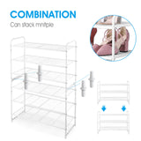 Simple Trending 3-Tier Stackable Shoe Rack, Expandable & Adjustable Shoe Shelf Storage Organizer, Wire Grid, White Simple Trending