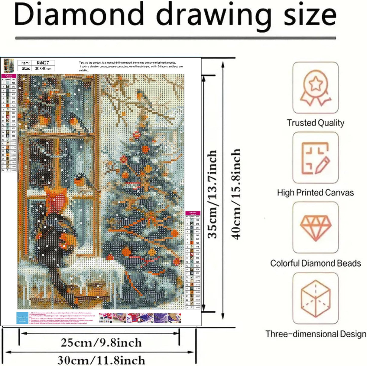 BYGFHLYW 5D Diamond Painting Kits for Adults, Cat Winter Diamond Art Kits for Adults Beginner, DIY Full Drill Round Diamond Dot Gem Painting for Home Wall Decor 12x16inch BYGFHLYW