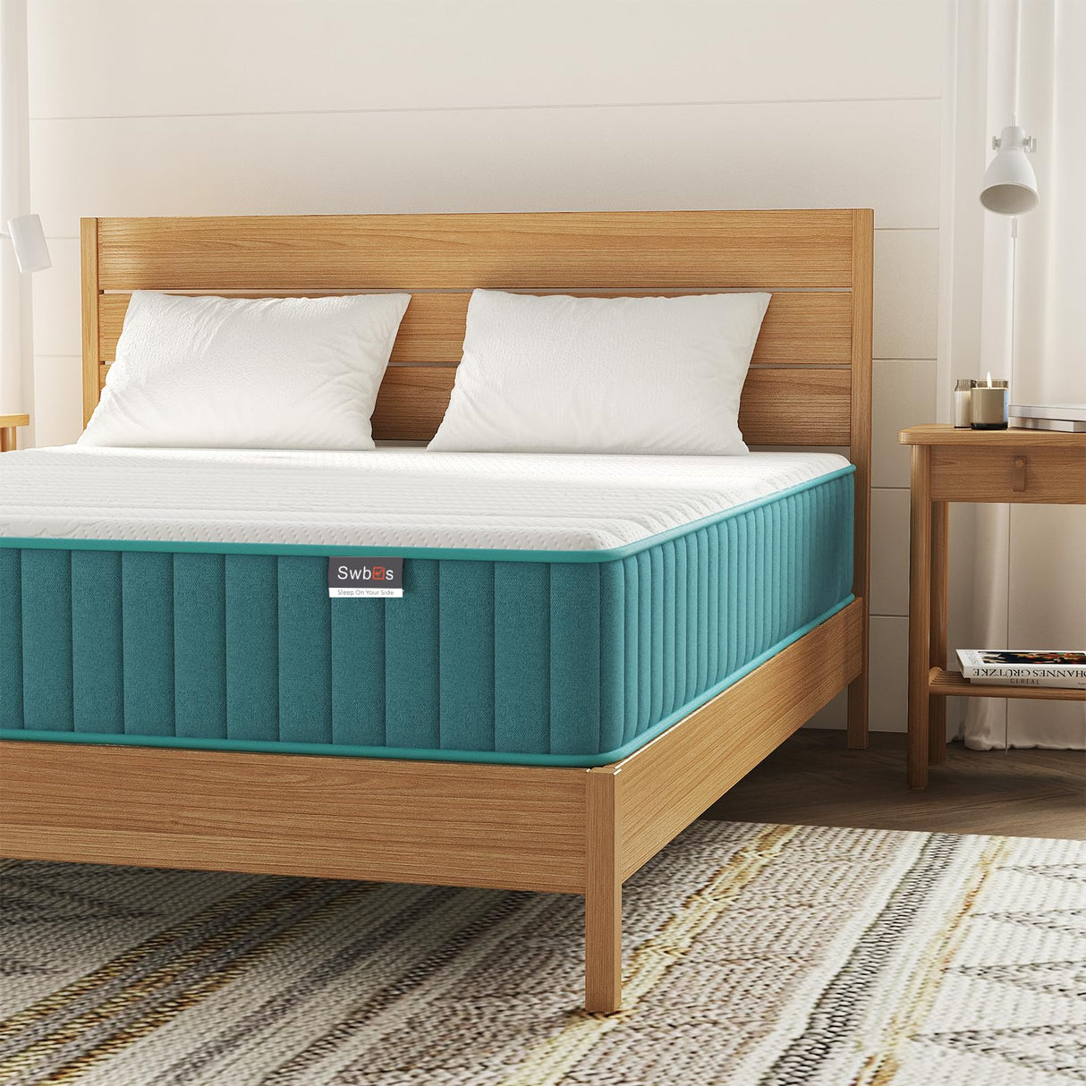 Swbvs Firm Queen Mattress, 14 Inch Cooling-Gel Memory Foam & Pocket Spring Hybrid Mattress,Firm Feel,Queen Bed Mattress in a Box, CertiPUR-US Certified, Queen Size Mattress Swbvs