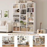 FACBOTALL Triple Wide Bookshelf, 6 Tier Large Bookshelf, Bookcase with 17 Open Display Shelves, 74'' Tall Bookcases and Bookshelves for Living Room, Home Office, Library, White FACBOTALL