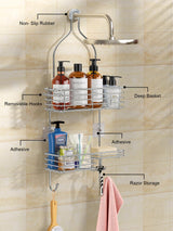 SMARTAKE Hanging Shower Head Caddy, Rustproof Bathroom Shower Shelf Organizer, SUS201 Stainless Steel Over The Storage Rack, for Toilet, Bathroom, Silver SMARTAKE