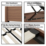 Lift Up Storage Bed King Size, King Bed Frame with Headboard and Lift Storage System, Wood Headboard with Wing-Back and Convex Groove Board Design Bellemave