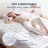 Bedsure Queen Mattress Pad - Quilted Fitted Mattress Topper Protector with 8-21 Inches Deep Pocket, Noiseless Breathable Bed Cover Padded, Machine Washable, White, 60x80 Inches Bedsure