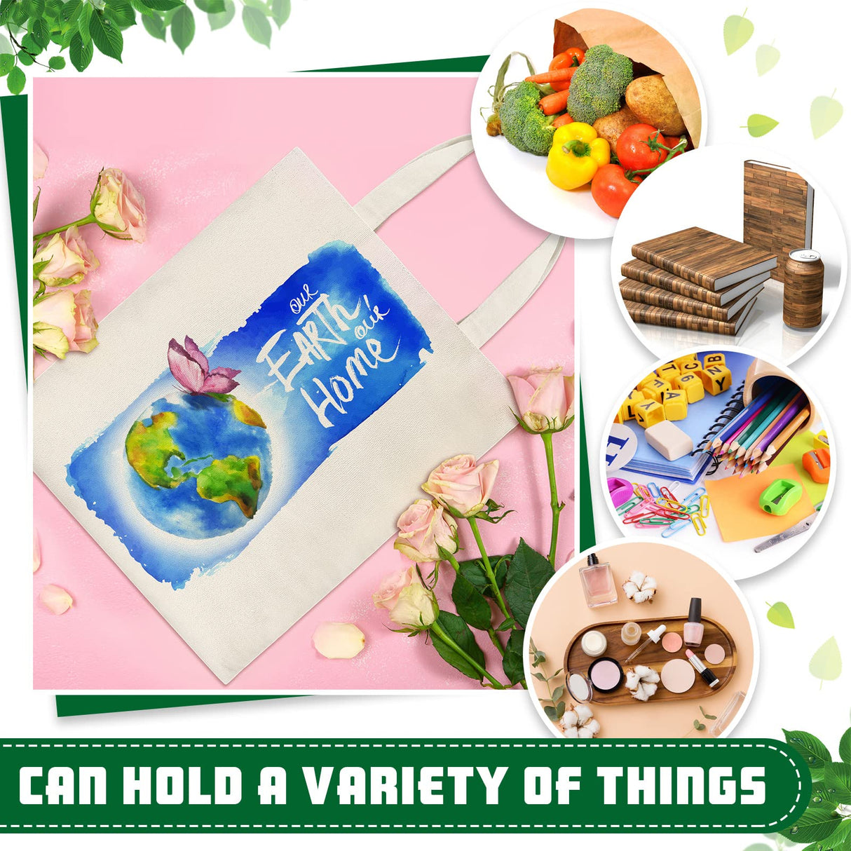 Xuniea 24 Pcs Sublimation Polyester Tote Bag Blank Canvas Bag Bulk Reusable Grocery Shopping Bag Christmas Gift 15 x 16'' (Beige) Xuniea