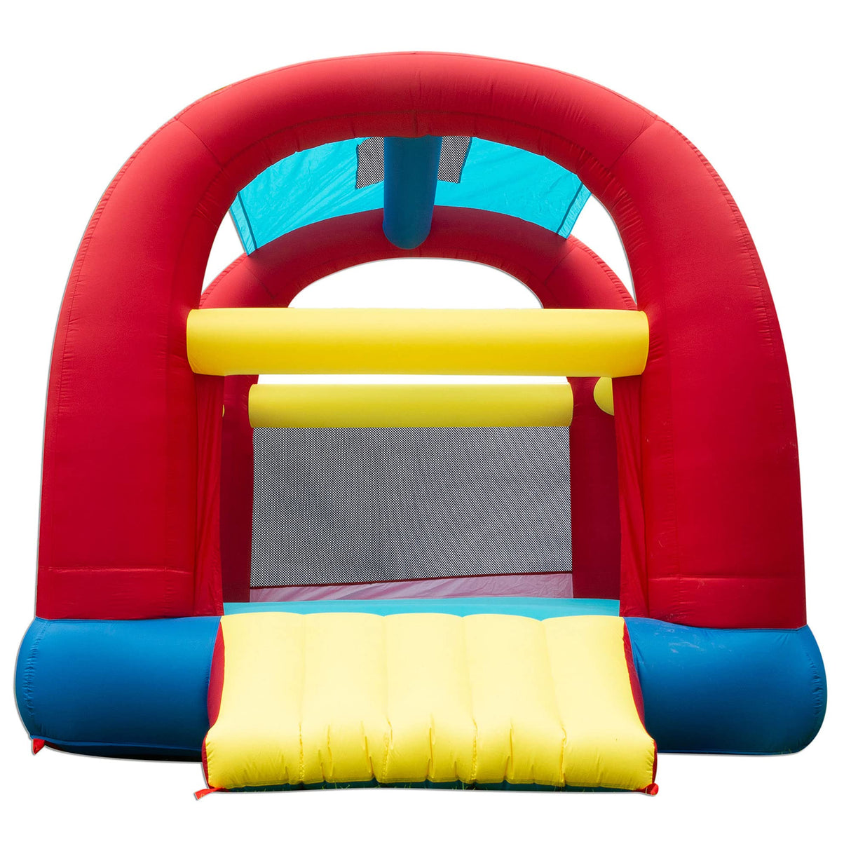 Banzai Bounce ’N’ Slide Cool Canopy Inflatable Indoor Outdoor Bounce House with Slide and Blower BANZAI