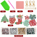 Yaomiao 17 Pieces Double Sided Diamond Art Christmas Ornaments Christmas Keychains Diamond Art Kit for Adult DIY 5d Painting Round Drill Key Chain Xmas Crystal Rhinestone Arts Craft Keychain Supplies Yaomiao