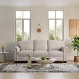 ONBRILL 90 Inch Nailhead Trim Couch for Living Room, 23 Inch Deep Seat Rolled Arm Sofa, Comfy Upholstered 3 Seater Chenille Couch w/Wooden Leg, Large Traditional Sofa for Farmhouse, Beige ONBRILL