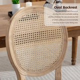 SoarTalent Rattan Back Upholstered Dining Chairs Set of 4 French Country Oval Kitchen Side Chairs with Wood Legs for Dining Room, Kitchen, Restaurant(Beige-Rattan) SoarTalent