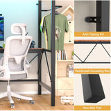 YOEEMZ Loft Bed Twin Size with L-Shaped Desk, LED Lights, Charging Station, Metal Loft Bed Frame with Storage Shelves, Pegboards and 3 Drawers, High Safety Guard, Widened Ladder, No Box Spring Needed YOEEMZ