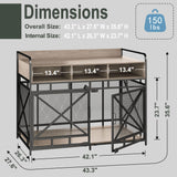 Fulhope Dog Crate Furniture,Wooden Dog Crate End Table,43 Inch Dog Kennel with Drawers,Heavy Duty Dog Crate,Decorative Pet Crate Dog Cage for Indoor 43.3" L x 27.6" W x 35.7" H (Grey) Fulhope