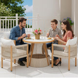 DAYAOUTDOOR Patio Dining Table and Chairs, Outdoor Furniture Set, Round Dining Sets for 4, Outdoor Dining Table Set, 5 Piece Patio Round Chairs Set, Small Outdoor Patio Sets for Kitchen, Beige DAYAOUTDOOR