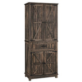 DWVO 72" Tall Farmhouse Pantry Cabinet, Kitchen Storage Pantry with Barn Doors & Drawer, Versatile Organizer with Adjustable Shelves, Rustic Cupboard for Dining Room, Living Room, Dark Rustic Oak DWVO