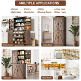Hlivelood Farmhouse Kitchen Pantry Cabinet with 3 Drawers,71" Tall Rustic Wood Storage Cabinet with 6 Door Shelves,with Load-Bearing Steel Pipe,Pantry Organizers for Kitchen,Dining Room(Brown) Hlivelood