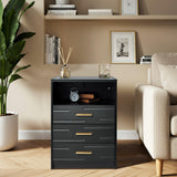 EROMMY LED Nightstand with Wireless Charging Station, Smart Night Stand with Color Adjustable Brightness Lights, Touch Screen Bedside Table with Glass Top, Drawers, Side Table for Bedroom EROMMY