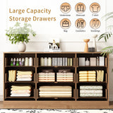 Sscaktu 9 Drawer Dresser for Bedroom with Deep Drawers, 63" Wide Wood Dresser, Large Floor Chest of Drawers, Modern Long TV Stand, Mid Century Storage Cabinet Side Table, Natural Sscaktu