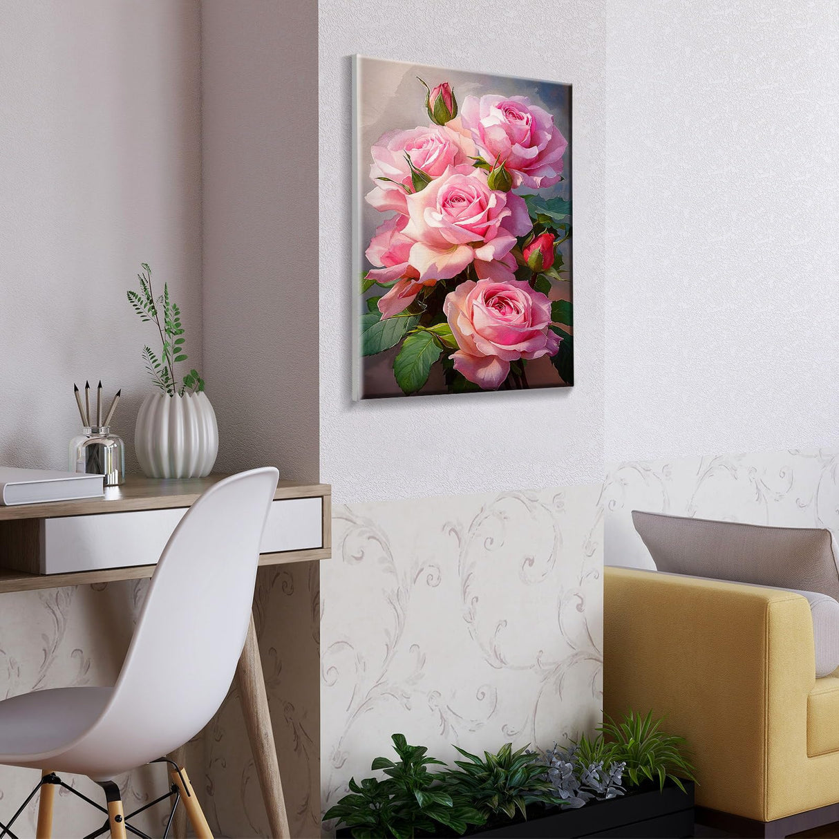 ATDMS Paint by Numbers Kit for Adults with Frame Flowers Paint by Numbers Kit with Easel DIY Adult Paint by Number Kits on Canvas Framed Floral Oil Painting Kits for Home Wall Decor 8x12 Inch ATDMS