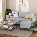 Shintenchi Small Sectional Couch Sofas, 3 Seat L Shape Sofa with Ottoman, Fabric Upholstered Convertible Sofa Couches, Small Couch for Apartments and Office (Light Grey) Shintenchi