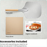 CHEFMAN Indoor Pizza Oven - Makes 12 Inch Pizzas in Minutes, Heats up to 800°F - Countertop Electric Pizza Maker with 5 Touchscreen Presets, Pizza Stone and Peel Included - Stainless Black Chefman