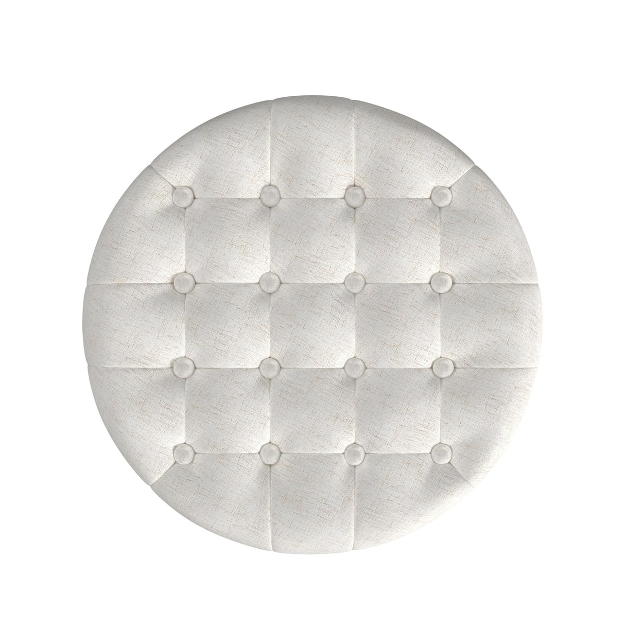 HomePop Home Decor | Upholstered Round Tufted Foot Rest Ottoman | Ottoman with Storage for Living Room & Bedroom | Decorative Home Furniture, Cream Textured Solid HomePop