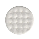 HomePop Home Decor | Upholstered Round Tufted Foot Rest Ottoman | Ottoman with Storage for Living Room & Bedroom | Decorative Home Furniture, Cream Textured Solid HomePop