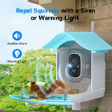 DOCOON Smart Bird Feeder with Camera, 2K HD AI Identify Birds Species, Bird Watching Camera with Solar Panel, Auto Capture Bird Videos & Instant Notifications, Ideal Present for Bird Lover, Blue DOCOON