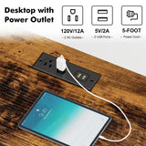 YGEOMER TV Stand for 75 Inch TV Entertainment Center with Power Outlets TV Console Table deepen with Fabric Drawers Metal Frame Storage Shelves and for Living Room, Bedroom 63" Rustic Brown YGEOMER