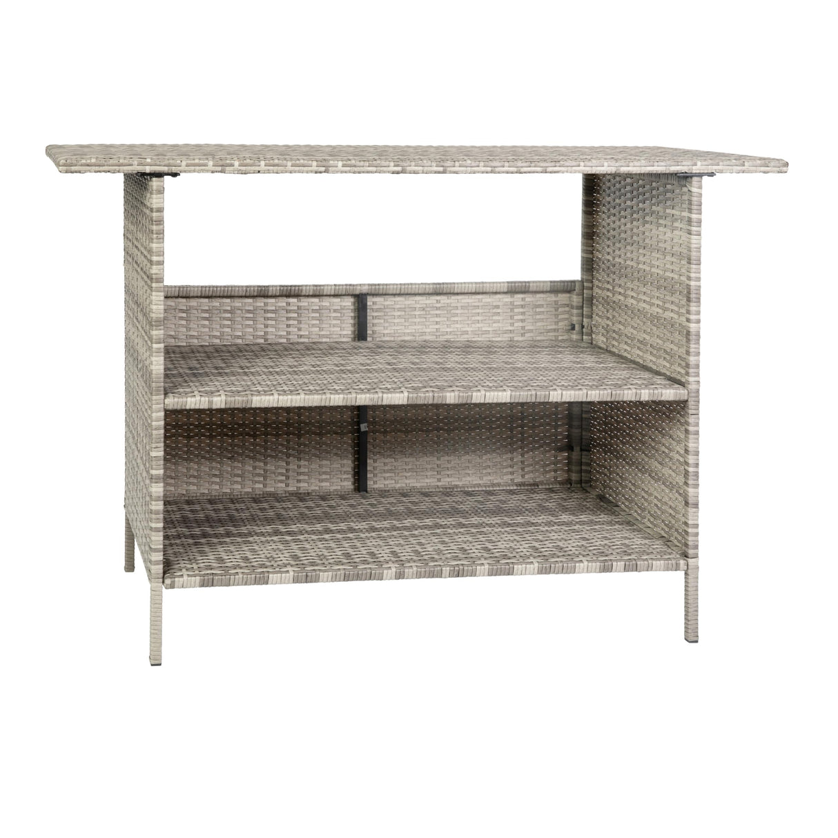 Flash Furniture Marco Indoor/Outdoor Patio Bar Counter Table, All-Weather Wicker Rattan Pattern, 2 Shelves, Gray Flash Furniture