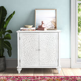 PHI VILLA White Antique Storage Cabinet - Sideboard and Buffet Cabinet Accent Cabinet with Doors PHI VILLA
