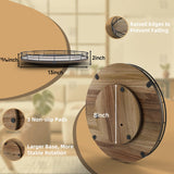 Acacia Wood 13" Lazy Susan Turntable Organizer for Table Top, Farmhouse Round Wooden Lazy Susan for Cabinet Kitchen Centerpieces Coffee Table, for Condiments Spices, Bathroom Vanity Tray Decor HGF