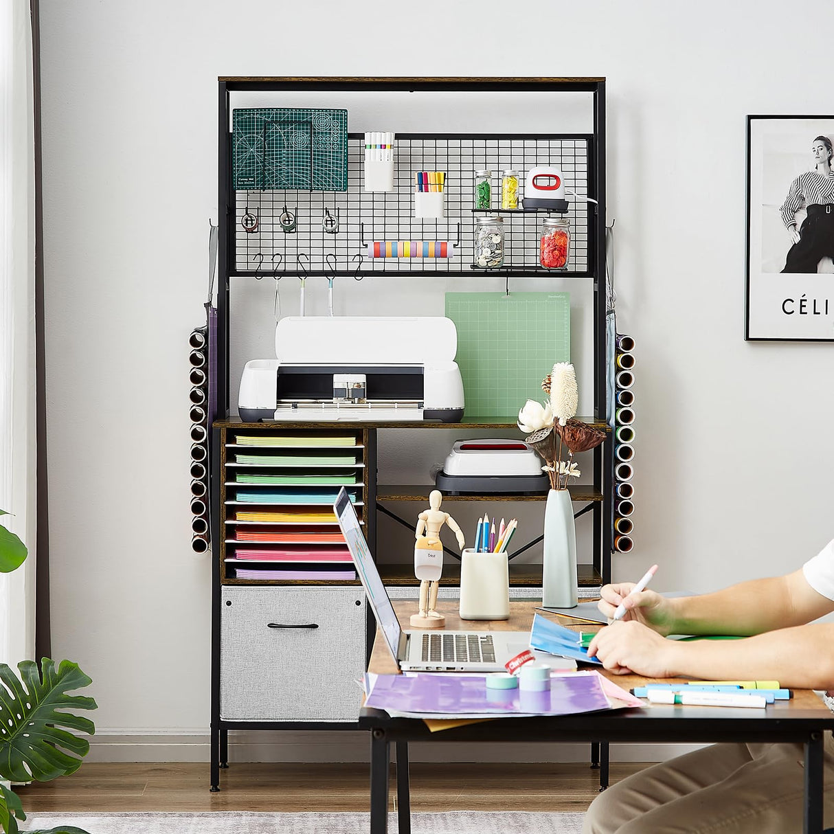 LOPASA Craft Storage Cabinet Compatible with Cricut, Craft Organizers Desk with Storage for Adults, Craft Table for Vinyl Organization, Craft Room Furniture LOPASA