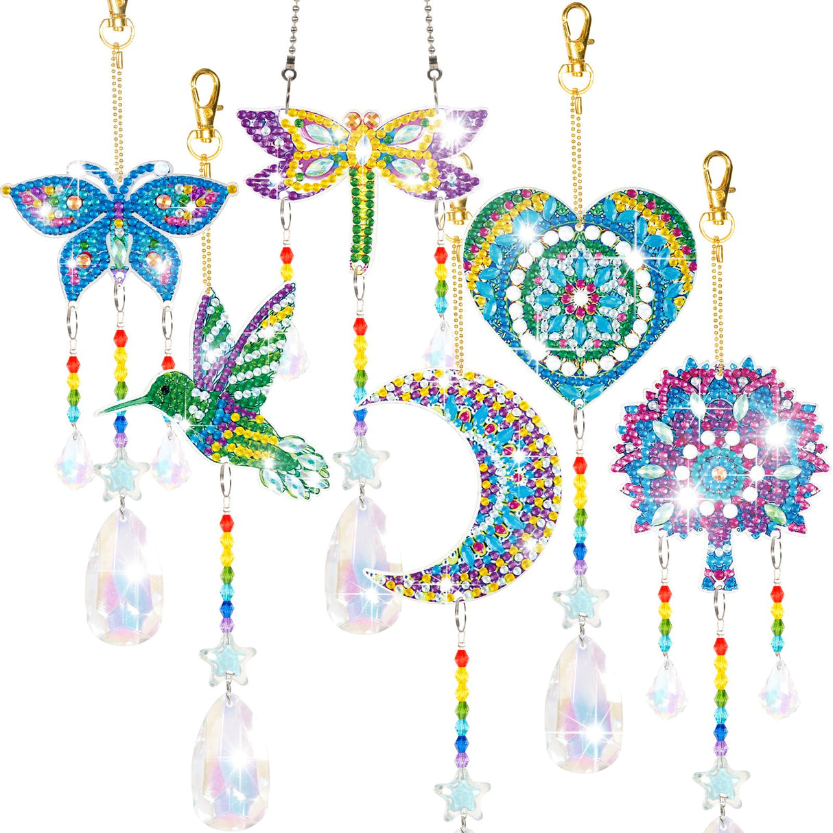 6 Pcs Diamonds Paintings Suncatcher, Double Sided 3D Diamonds Paintings Wind Chime Paint by Number, Diamond Paintings Hanging Ornaments for Adults Home Garden YUNVI