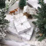 WRAPAHOLIC 3D Kraft Christmas Wrapping Paper Roll - Mini Roll - 17 Inch x 16.5 Feet - Silver and White Christmas Tree Wrapping Paper with Embossed Perfect for Holiday, Party Celebration WRAPAHOLIC