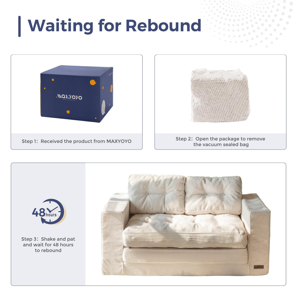 MAXYOYO Convertible Sofa Bed, Pull Out Loveseat Sleeper Sofa, 2 in 1 Folding Couch Bed, Fold Out Floor Couch with Pillows for Living Room Bedroom Lounge, Beige MAXYOYO