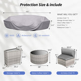 VONZOY Patio Sectional Furniture Outdoor 11-Piece Grey Rattan Curved Sofa Set with Storage Table,Pillows,Fit for Pool Backyard Balcony Porch Lawn (Grey) VONZOY