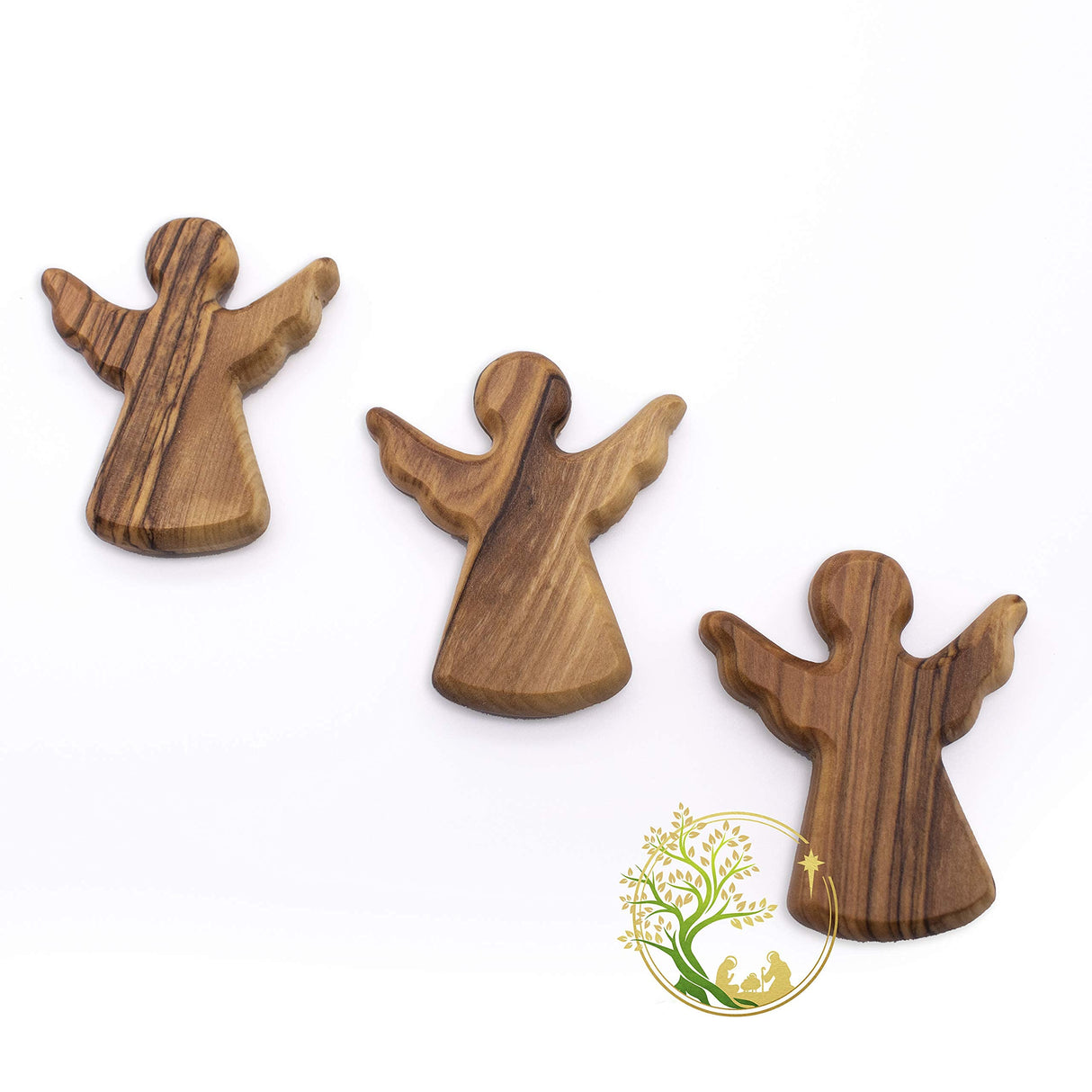 Personalized little Guardian Angel | Tiny Olive wood Pocket or Handheld Angel for protection Religious Gift for kids |Perfect Baptism Favors PHLG