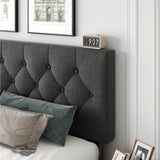 CXVX Twin Size Platform Bed Frame with Upholstered Headboard, Button Tufted Design, Strong Wooden Slats, No Box Spring Needed, Easy Assembly, Noise Free CXVX