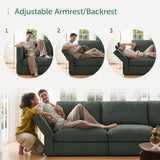 HONBAY Modular Sectional Couch with Storage Corduroy L Shaped Sectional Couches for Living Room,Green HONBAY