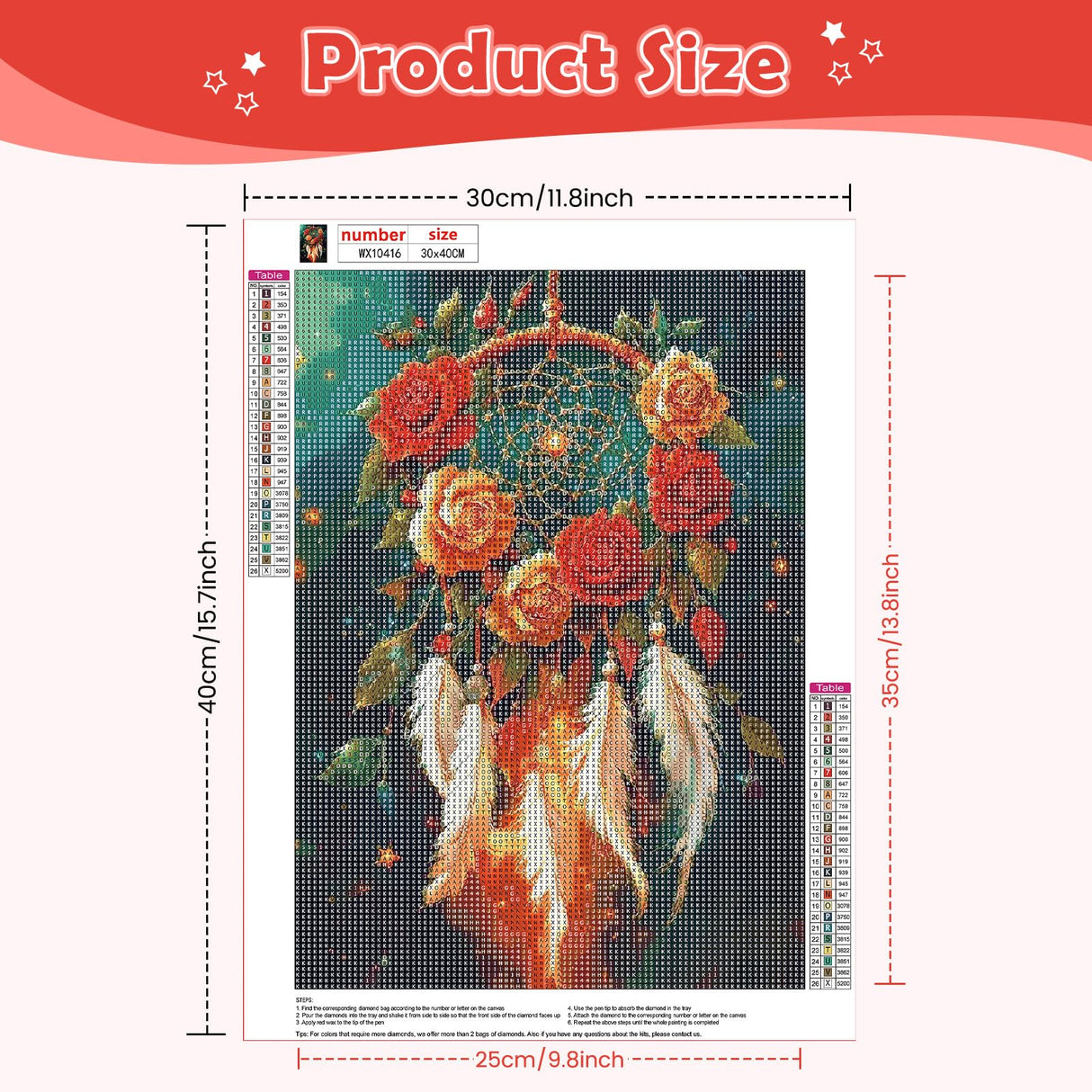 NEWENMO Dreamcatcher Diamonds Painting Kits for Adults Beginner, DIY 5D Flower Diamond Art Paint with Round Diamonds, Full Drill Gem Art Diamonds Art Painting for Home Wall Decor 12x16 Inch NEWENMO