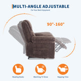 Garvee Corduroy Recliner Chair, Manual Recliner Sofa with Handle, Pillow Top Arms, Thick Padding, Side Pocket, 330Lbs Capacity, Adjustable Recliner for Living Room, Bedroom, Home Theater, Brown Garvee