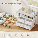 Weiplehoom Baby Changing Table with Storage, Changing Table Dresser, Diaper Changer Crib Sleeper Fabric Drawers, Storage Dividers, Diapers Bags for Nursery Modern (4 Drawers/White) Weiplehoom